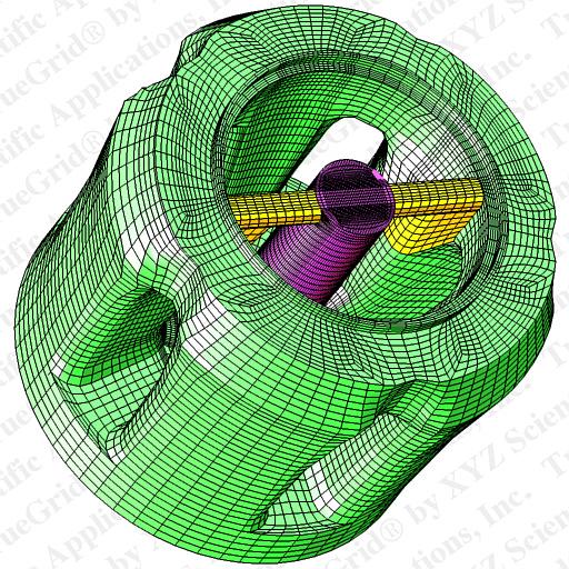 TrueGrid® grid of aluminum flow about a die