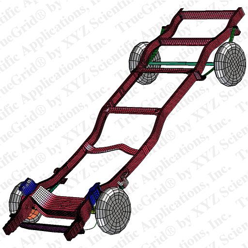 hex mesh of pick-up truck frame