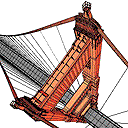 aerial view of Golden Gate bridge mesh